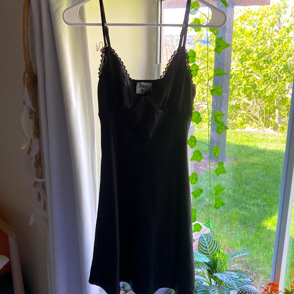 Princess Polly new black min dress soft silky material.